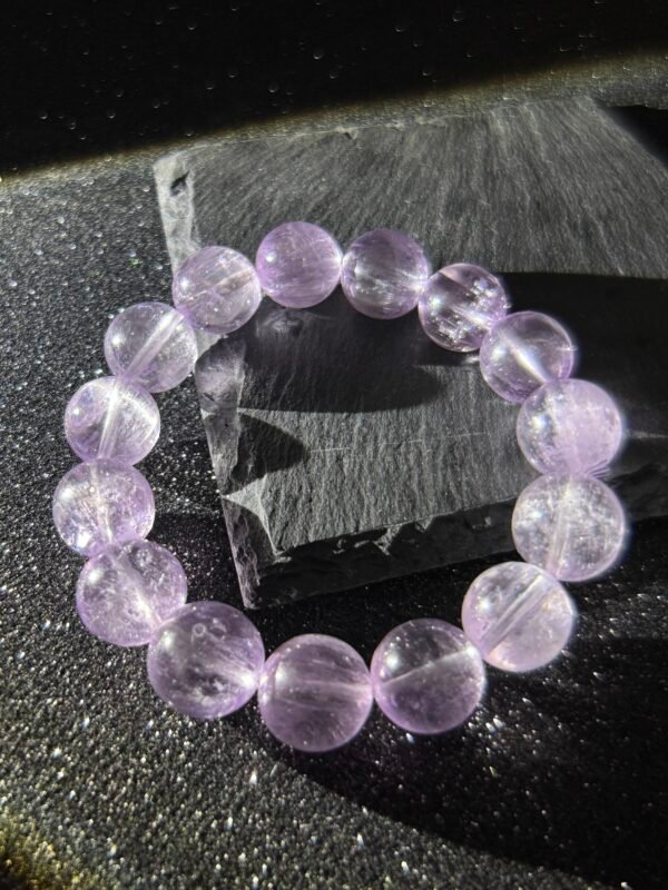 High-Quality Polished Kunzite Bracelet | Radiant Purple-Pink Glow, 13mm Beads (0.51–0.55 inch)