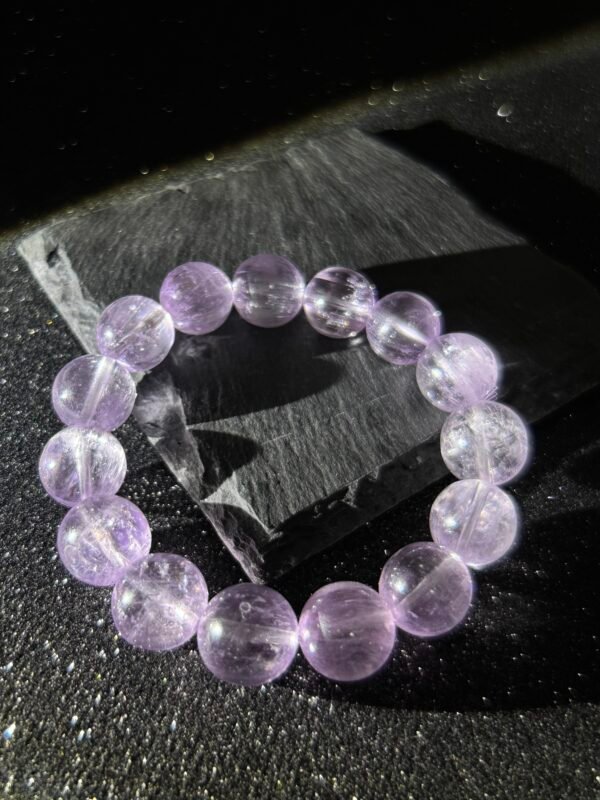 High-Quality Polished Kunzite Bracelet | Radiant Purple-Pink Glow, 13mm Beads (0.51–0.55 inch) - Image 3