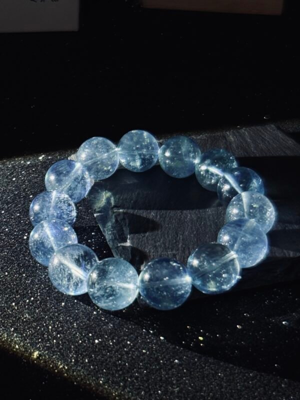 Brazilian Aquamarine Bracelet – Throat Chakra Stone for Courage & Clarity | High-Vibration Healing Jewelry - Image 3