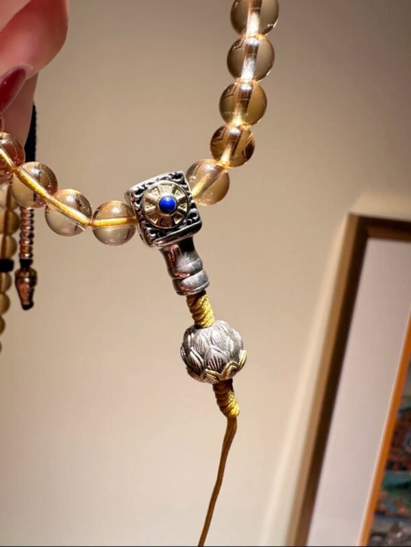 Natural Brazilian Citrine 108 Mala Beads for Solar Plexus Chakra, Meditation & Abundance – Handmade Gemstone Necklace with 18K Gold, Sterling Silver & Lapis Lazuli Accents - Image 5