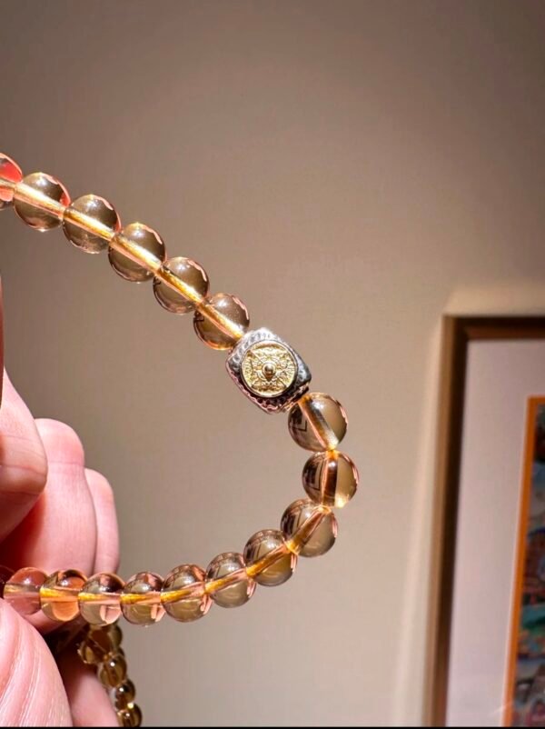 Natural Brazilian Citrine 108 Mala Beads for Solar Plexus Chakra, Meditation & Abundance – Handmade Gemstone Necklace with 18K Gold, Sterling Silver & Lapis Lazuli Accents - Image 7