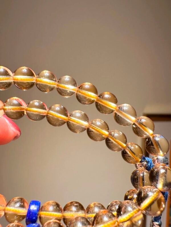 Natural Brazilian Citrine 108 Mala Beads for Solar Plexus Chakra, Meditation & Abundance – Handmade Gemstone Necklace with 18K Gold, Sterling Silver & Lapis Lazuli Accents - Image 11